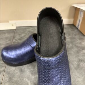 Sanita Metallic Navy Blue Slip-On Clog
